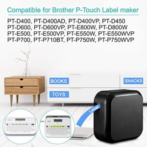 NineLeaf 6 Pack Compatible for Brother TZe-535 TZe535 TZ-535 TZ535 Label Tape 12mm 1/2'' 0.47'' White on Blue Standard Laminated Labeling Work with P-Touch PT-D210 PTD400AD PTH110 PT-D600 Label Maker