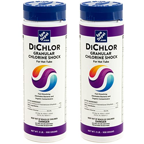 Spa Depot DiChlor Hot Tub Sanitizing Shock, Best Choice Chlorine Granules, 2 lb. Each (2-Pack)
