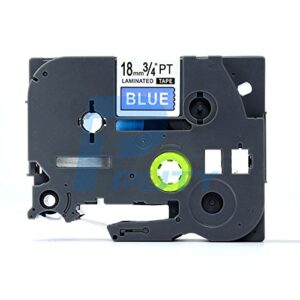 idik 1pk white on blue standard laminated label tape compatible for brother p-touch tze-545 tz545 tze545(18mm x 8m)