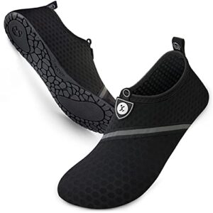 water shoes womens mens barefoot unisex aqua socks slip-on for indoor outdoor snorkeling sws002 512 black black