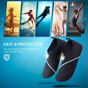 Water Shoes Womens Mens Barefoot Unisex Aqua Socks Slip-on for Indoor Outdoor Snorkeling SWS002 512 Black Black