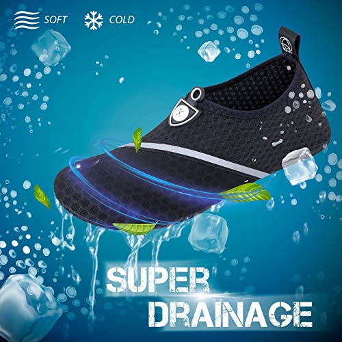 Water Shoes Womens Mens Barefoot Unisex Aqua Socks Slip-on for Indoor Outdoor Snorkeling SWS002 512 Black Black