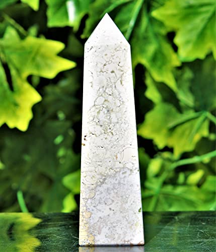 Superb Natural Polished Brown King Cobra Jasper Quartz Crystal Stone 4 Faceted Obelisk Tower (180mm/870gm) Point Minerals Specimen Chakra Healing Charged Metaphysical