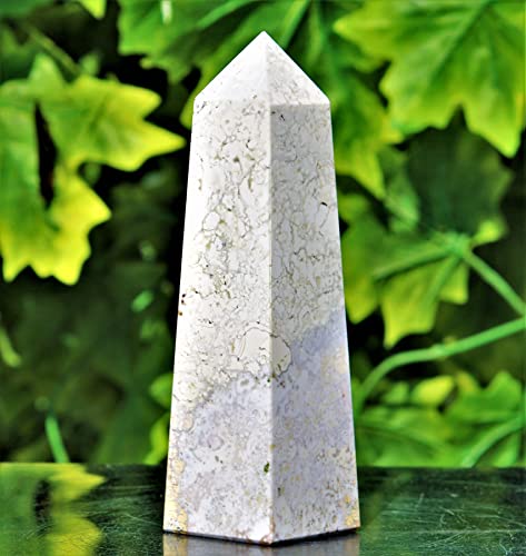 Superb Natural Polished Brown King Cobra Jasper Quartz Crystal Stone 4 Faceted Obelisk Tower (180mm/870gm) Point Minerals Specimen Chakra Healing Charged Metaphysical