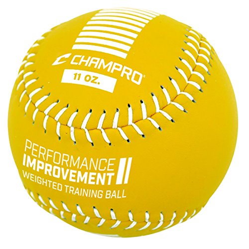 CHAMPRO Weighted Training Softballs - Leather Cover, Yellow, 11 oz., CSB711