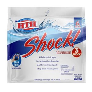 hth 52015 shock treatment swimming pool chlorine cleaner, 13.3 oz (pack of 6), regular