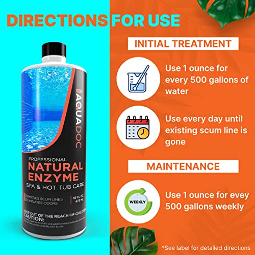 Spa Enzyme for Hot Tubs, Spa Enzyme Water Treatment to Clarify Hot Tub Water. Natural Enzyme Hot Tub Cleaner, Spa Enzyme Cleaner & Natural Hot Tub Chemicals to Make your Spa Perfect - 16oz MAV AquaDoc