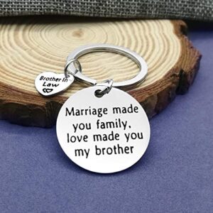 Brother in Law Gift Keychain Brother of The Bride Gift Marriage Made Us Family Love Made You My Brother Key Chain Wedding Birthday Christmas Thanksgiving Day Gift for Brother in Law