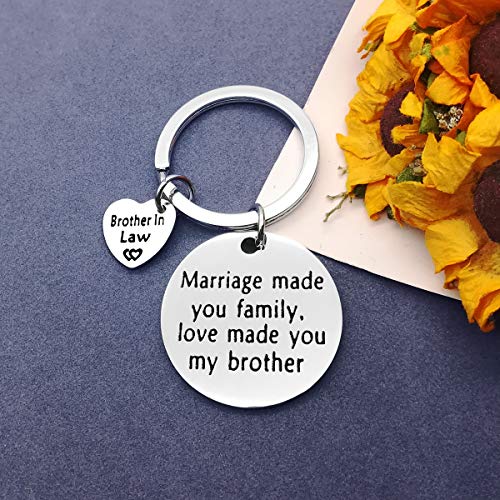 Brother in Law Gift Keychain Brother of The Bride Gift Marriage Made Us Family Love Made You My Brother Key Chain Wedding Birthday Christmas Thanksgiving Day Gift for Brother in Law