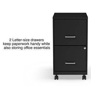 STAPLES 2-Drawer Vertical Locking File Cabinet (Black, Sold as 1 Each) – Holds Letter Size Documents, Measures 26.3" H x 14" W x 18" D, Secure Filing Cabinet with Included Key Lock