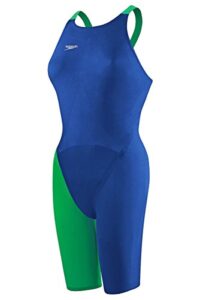 speedo womens lzr elite 2 closed back kneeskin swimsuits, blue/green – 26l