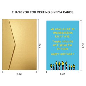 Funny Birthday Card for Cousin Uncle Aunt, Happy Birthday Card for Brother Sister, Relatives Bday Card