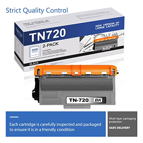 EDH Compatible TN720 TN-720 Toner Cartridge Replacement for Brother High Yield Compatible with DCP-8110DN 8150DN 8510DN MFC-8710DW 8810DW 8910DW 8950DW/DWT HL-5470DW/DWT 5440D Printer (2 Pack,Black)