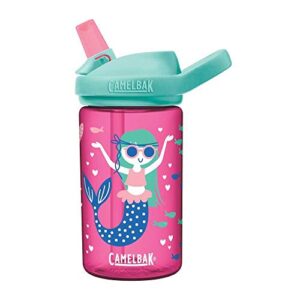 CamelBak eddy+ 14 oz Kids Water Bottle with Tritan Renew – Straw Top, Leak-Proof When Closed, Mermaids & Narwhals