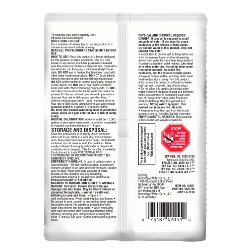 HTH Pool Care 3" Chlorine Tabs Advanced, Swimming Pool Chlorinating Sanitizer & Algaecide, Kills Algae and Bacteria, 8 oz