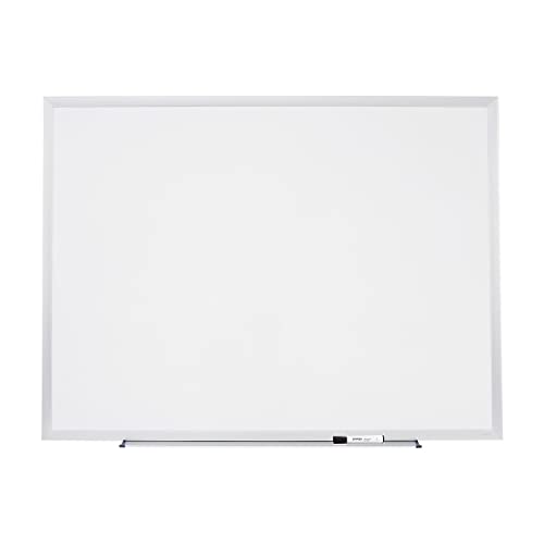 Staples 1682304 Porcelain Magnetic Whiteboard Silver Aluminum Frame 4-Ft W X 3-Ft H