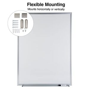 Staples 1682304 Porcelain Magnetic Whiteboard Silver Aluminum Frame 4-Ft W X 3-Ft H