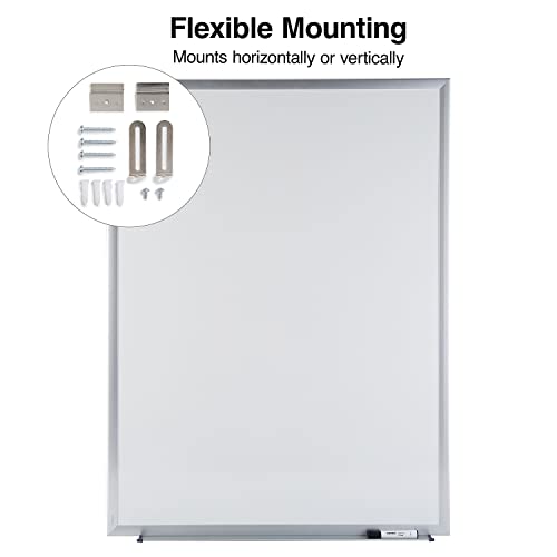 Staples 1682304 Porcelain Magnetic Whiteboard Silver Aluminum Frame 4-Ft W X 3-Ft H