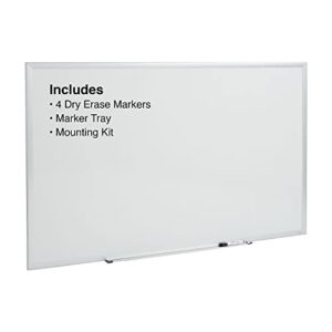 Staples 1682304 Porcelain Magnetic Whiteboard Silver Aluminum Frame 4-Ft W X 3-Ft H