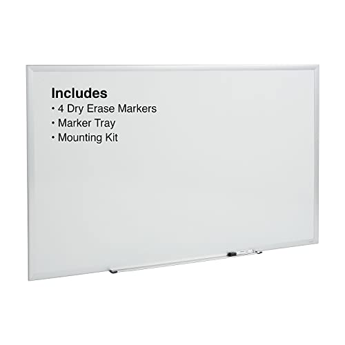 Staples 1682304 Porcelain Magnetic Whiteboard Silver Aluminum Frame 4-Ft W X 3-Ft H