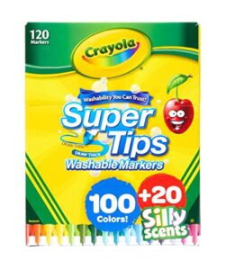 crayola super tips bulk marker set (120 count), kids washable & scented markers, easter gifts for kids [amazon exclusive]
