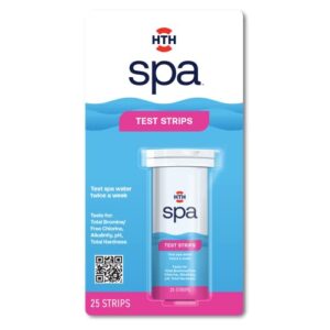 hth spa care 6-way test strips, spa & hot tub chemical tester, 25 strips