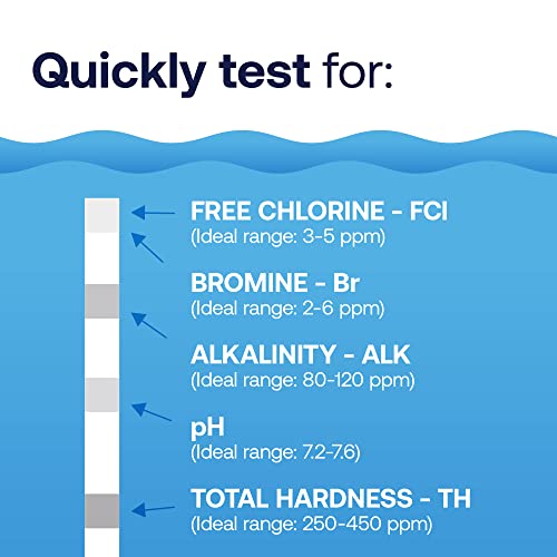 HTH Spa Care 6-Way Test Strips, Spa & Hot Tub Chemical Tester, 25 Strips