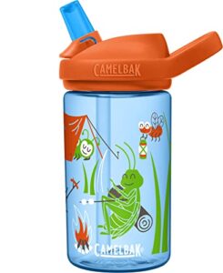 camelbak eddy+ 14 oz kids water bottle with tritan renew – straw top, leak-proof when closed, camping bugs