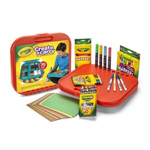 crayola create ‘n carry art set, 75 pieces, art gift for kids, ages 5 & up