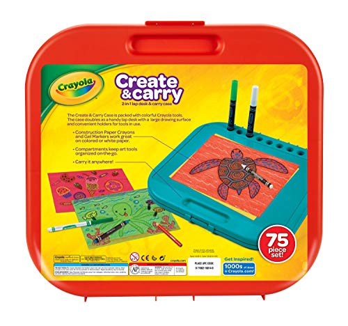 Crayola Create 'N Carry Art Set, 75 Pieces, Art Gift for Kids, Ages 5 & Up