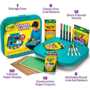 Crayola Create 'N Carry Art Set, 75 Pieces, Art Gift for Kids, Ages 5 & Up