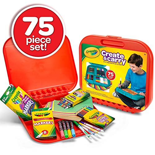 Crayola Create 'N Carry Art Set, 75 Pieces, Art Gift for Kids, Ages 5 & Up