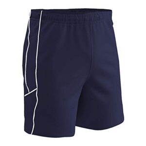 champro men’s standard header lightweight adult soccer shorts, navy body, navy body, white body, small