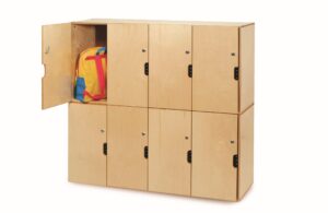 whitney brothers birch laminate backpack storage with locking doors