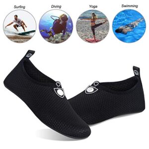 WateLves Water Shoes for Womens Mens Barefoot Quick-Dry Aqua Socks for Beach Swim Surf Yoga Exercise New Translucent Color Soles (Dots-Black, 38/39)