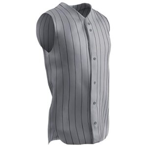 champro men’s standard ace sleeveless baseball jersey, grey, black pin, adult x-large