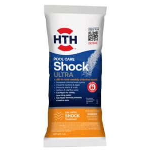 hth pool care shock ultra, swimming pool chemical prevents bacteria, algae, stain & scale, cal hypo formula, 1 lb