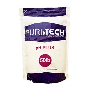 puri tech chemicals ph plus 50lb resealable bags for swimming pools & spas ph increaser up balancer 100% sodium carbonate increases ph & chlorine effectiveness