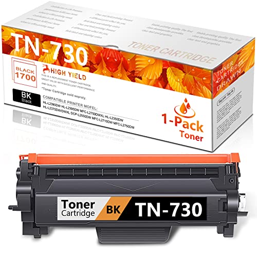 DRAWN (𝗧𝗡 𝟳𝟯𝟬 𝑻𝑵730 Toner Cartridge: Replacement for Brother TN730 to uses with MFC-L2710DW MFC-L2750DW DCP-L2550DW HL-L2350DW HL-L2390DW Printer - 1 Pack Black TN-730 Cartridge