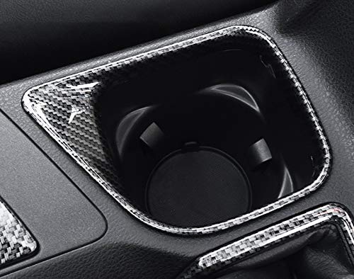 Xotic Tech Inner Water Cup Holder Panel Frame Cover Trim, Carbon Fiber Pattern, Compatible with Toyota RAV4 2013-2018