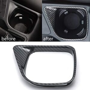 Xotic Tech Inner Water Cup Holder Panel Frame Cover Trim, Carbon Fiber Pattern, Compatible with Toyota RAV4 2013-2018