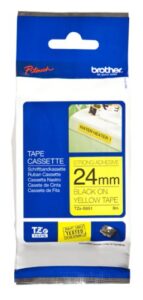 brother tzes651 tze extra-strength adhesive laminated labeling tape, 1-inch w, black on yellow