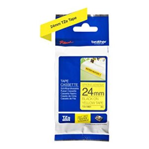 Brother Tzes651 Tze Extra-Strength Adhesive Laminated Labeling Tape, 1-Inch W, Black On Yellow