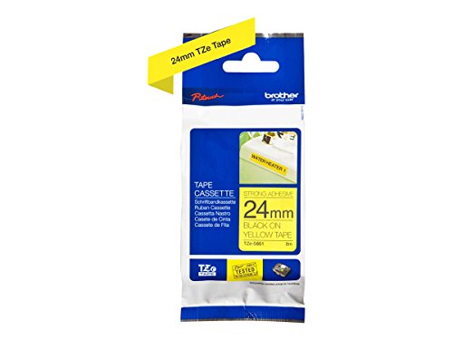 Brother Tzes651 Tze Extra-Strength Adhesive Laminated Labeling Tape, 1-Inch W, Black On Yellow