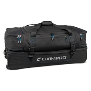 champro umpire equipment bag on wheels for baseball/softball officials, black