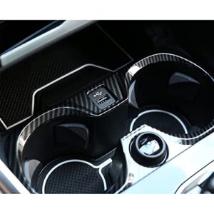 Xotic Tech Inner Water Cup Holder Panel Frame Cover Trim, Carbon Fiber Pattern, Compatible with BMW 3 Series G20 G28 2019-2022