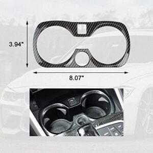 Xotic Tech Inner Water Cup Holder Panel Frame Cover Trim, Carbon Fiber Pattern, Compatible with BMW 3 Series G20 G28 2019-2022