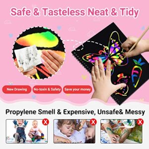 ZMLM Scratch Paper Art-Crafts Gift: 2 Pack Bulk Rainbow Magic Paper Supplies Toys for 3 4 5 6 7 8 9 10 Years Old Girls Kids Favors Gifts for Birthday Halloween Christmas Party Games Projects Kits