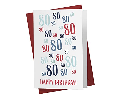 80th Birthday Card - Just A Number 80th Anniversary Card For Brother, Sister, Dad, Mom, Boyfriend, Grilfriend - 80 Years Old Birthday Card - Happy 80th Birthday Card - With Envelope