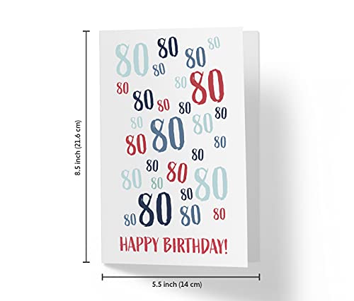 80th Birthday Card - Just A Number 80th Anniversary Card For Brother, Sister, Dad, Mom, Boyfriend, Grilfriend - 80 Years Old Birthday Card - Happy 80th Birthday Card - With Envelope